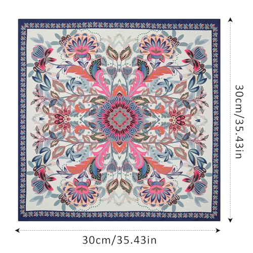 AWAYTR 35” Silk Scarf for Women Large Head Scarf Square Hair Scarf Satin Hair Bandana Printed Silk Sleeping Head Wrap - color: Flower(light Yellow)