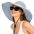 Sun Hat for Men Women UV Protection Wide Brim Fishing Hats Breathable UPF 50+ Boonie Bucket Hats Beach Safari Hiking Garden - color: White/Blue