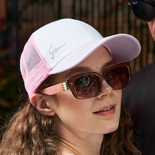 Grace Folly Beach Trucker Hats for Women- Snapback Baseball Cap for Summer - color: Classic Pink & Lilac