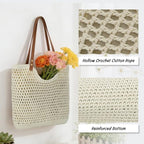 Oweisong Beach Bags for Women Woven Crochet Summer Purse 2026 | Boho Tote Bag, 13.8" Large Capacity, Tote Bag with Zipper, Foldable Packable, Beach Shipping, Vacation Purse - color: Begie