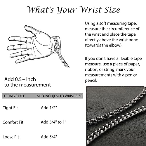 2Pcs Stainless Steel Bracelets for Men 14K Gold Plated Cuban Link Figaro Rope Silver Chain Bracelet Set Curb Width Sturdy Bracelet 7.5/8.3/9 Inches Jewelry Gifts for Dad Husband - color: D:Silver-Rope+Cuban Link, size: Display Length: 8.3 Inches