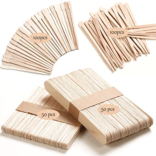 Wooden Wax Sticks - HOOMBOOM 520 Pcs Waxing Sticks - 4 Style Assorted Wooden Wax Sticks - for Body Legs Face Eyebrow Waxing Applicator Spatulas for Hair Removal or Wood Craft Sticks