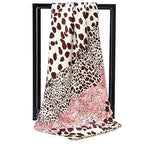 Women's Silky Satin Large Head Scarf Leopard/Paisley Neck Scarves Square Hair Wrapping Sleeping Bandana 35in - color: Pink-leopard-s