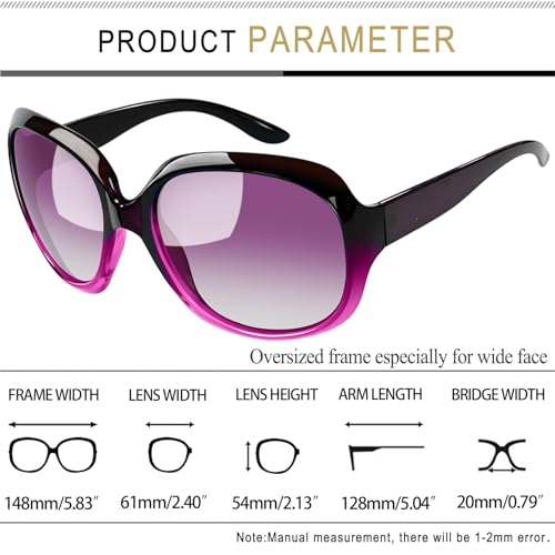 Joopin Oversized Sunglasses Womens Trendy Polarized Large Driving Sun Glasses Ladies UV Protective Big Sunnies Shades - color: B14-gradient Purple/Purple Gradient