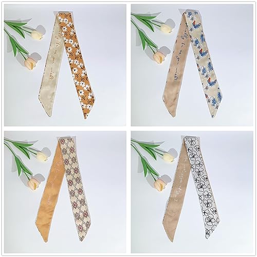 QTMY 17 Pack Purse Scarf for Bags Silk Head Scarf for Hair Handbag Women Scarfs Band Hair Neck Scarves Fashion - color: 7