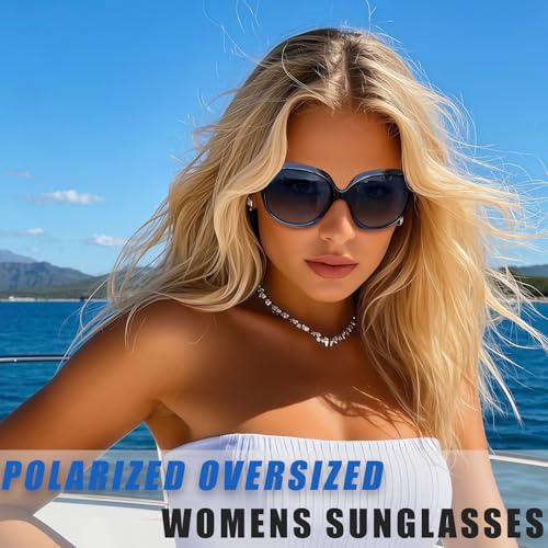 Joopin Oversized Sunglasses Womens Trendy Polarized Large Driving Sun Glasses Ladies UV Protective Big Sunnies Shades - color: B12-gradient Blue/Black Gradient