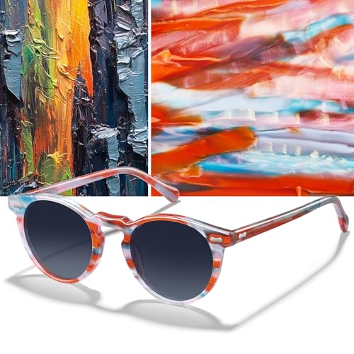 CARFIA Polarized Sunglasses for Women: Acetate Frame, Small/Medium Size, UV400 Protection - Anti Glare CA5288 - color: 7. Grey Gradient Lens