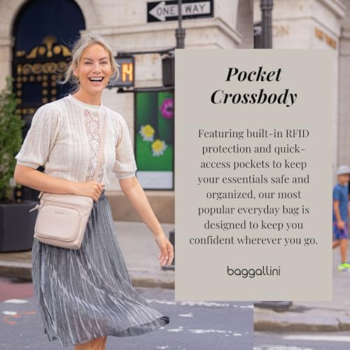 Baggallini Pocket Crossbody Bags for Women 8x8 Small Lightweight Durable Water-resistant Travel Purse W/Rfid - color: Flamingo