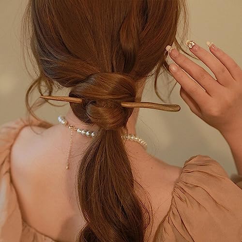 4 Pieces Of Sandalwood Hairpin, Ball Head Simple Spring Plate Hairpin, Retro Handmade Wooden Hair Stick Long Hair Sandalwood Hair Bun Ladies Hair Accessories