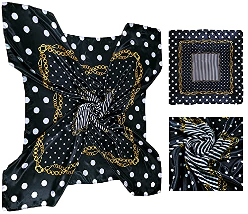 4 Pc Set Large 35 x 35 inches Satin Square Scarves Neck Hair Head Scarf Bundle - color: Set D