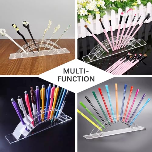 WAYUTO Hair Chopsticks Organizer Hairpin Stick Display Stand Arched Acrylic Display Stand Clear 12 Slot Display Stand Acrylic Stand for Display Hair Stick Storage Organizer for Pens Makeup Brush