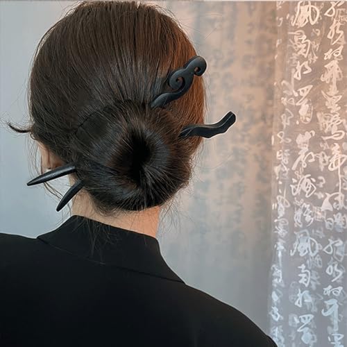 20PCS Wooden Hair Sticks, Chinese Hair Pins for Women, Black Japanese Chignon Hair Chopsticks, Classic Wooden Hair Pins for Buns Hair Accessories for Women Gifts