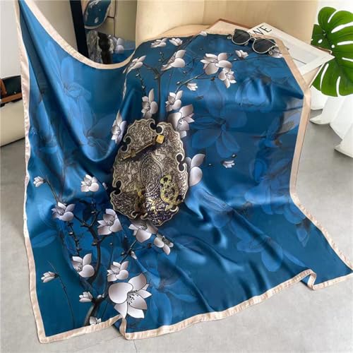 XL 43 Inch Extra Large Square Scarf Fashion Scarves Silk Feeling Hair Scarf Wrapping Scarfs Night Sleeping Headscarf - color: Ba1036