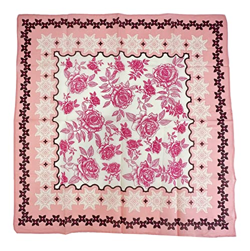 Bandanas for Women and Men，3 Pack Super Soft Thin 60s Preium Cotton 22 inch Handkerchiefs - color: 3 Pack-pink Rose