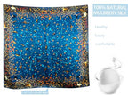 100% Pure Mulberry Silk Scarf 43”*43” Large Square Lightweight Headscarf Women’s Hair Wraps Shawls with Gift Packed - color: Blue Flower Bird