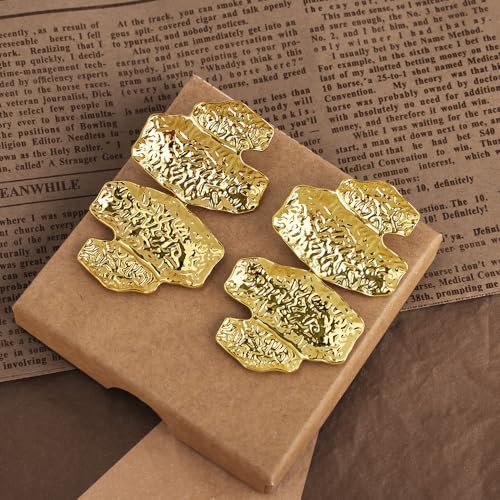 Gold Statement Earrings For Women 18K Gold Plated Sectored Flower Leaf Shell Angel Wing Earring Large Stud Earrings Hypoallergenic Stud - color: Irregular Geometric