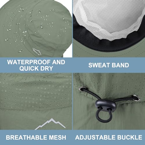 Sun Hat for Men Women with Neck Flap,UPF 50+ UV Protective Hiking Fishing Hats,Wide Brim Sun Hat for Women&Men - color: 1pack-style2-green(with Face Cover)
