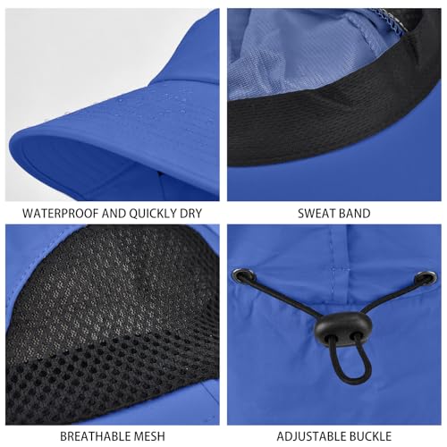 Sun Hat for Men Women with Neck Flap,UPF 50+ UV Protective Hiking Fishing Hats,Wide Brim Sun Hat for Women&Men - color: 1pack-royalblue