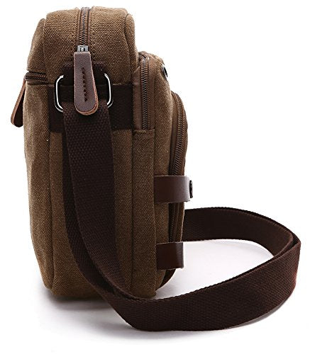 Collsants Mini Crossbody Bags for Women and Men - Small Purses and Handbags - Travel Bag - Canvas Shoulder Purse - color: Coffee