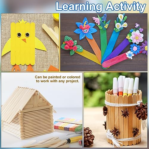 1200 Pieces Jumbo Wooden Craft Sticks, 6 Inch Multi-Purpose Wood Popsicle Craft Sticks Ice Cream Sticks, Small Ice Pop Sticks for Waxing, Stirring, Craft Project, Tongue Depressor, Plant Labels - size: 6 inches-1200pcs
