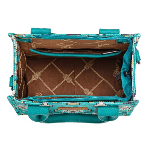Wrangler Mini Aztec Tote Bag for Women Boho Small Top Handle Purse with Adjustable Strap - color: Boho Turquoise
