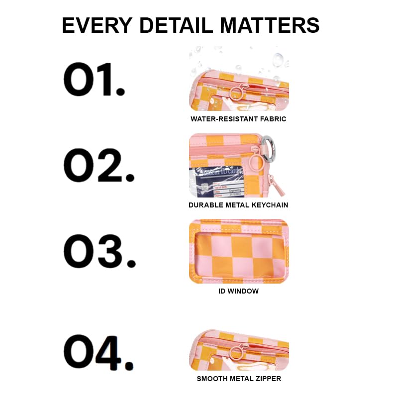 Nylon Wristlet Wallet for Women,Quilted RFID Blocking Small Zipper Coin Purse Keychain Wallet with ID Window Lightweight Travel Wristlet wallet - color: Orange Pink