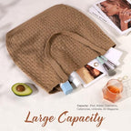 EIMMBD Crochet Bags for Women Beach Totes Bags Aesthetic Summer Tote Shoulder Hippie Bag Knit Bag - color: Large Brown-b