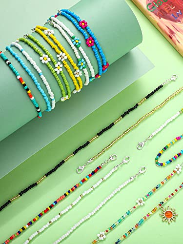 Hicarer 16 Pcs Beaded Choker Necklace Boho Women Summer Beach Colorful Jewelry Bead Seed Beads Choker for Women - style: Fresh
