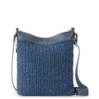 The Sak Lucia Crossbody Bag in Crochet, Convertible Purse with Adjustable Shoulder Strap - color: Denim Tonal Straw