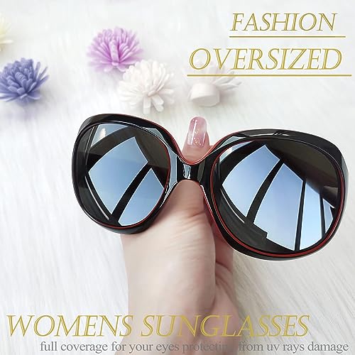 Joopin Oversized Sunglasses Womens Trendy Polarized Large Driving Sun Glasses Ladies UV Protective Big Sunnies Shades - color: B06-black Red/Black