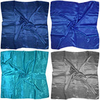 4 Pc Set Large 35 x 35 inches Satin Square Scarves Neck Hair Head Scarf Bundle - color: Set W3