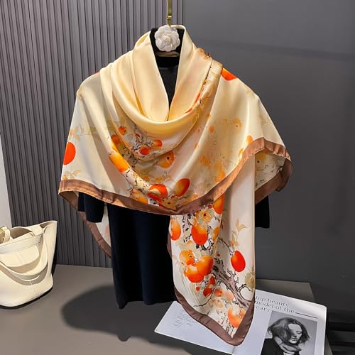 XL 43 Inch Extra Large Square Scarf Fashion Scarves Silk Feeling Hair Scarf Wrapping Scarfs Night Sleeping Headscarf - color: Ba1021