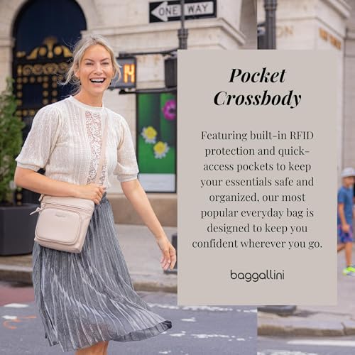 Baggallini Pocket Crossbody Bags for Women 8x8 Small Lightweight Durable Water-resistant Travel Purse W/Rfid - color: Beach