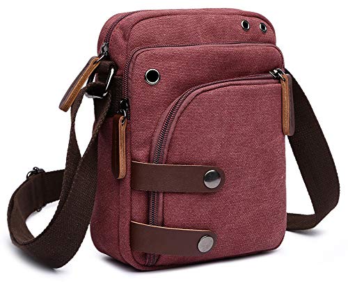 Collsants Mini Crossbody Bags for Women and Men - Small Purses and Handbags - Travel Bag - Canvas Shoulder Purse - color: Red