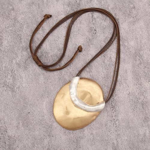 Boho Necklaces for Women Cord Necklace with Pendant Long Silver Necklace Vintage Sweater Necklace Hippie Jewelry for Women Girls Gifts - style: Large Pendant Necklace