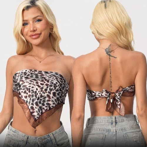 Leopard Print Head Scarf for Women Like Silk Satin Scarf for Hair Wrapping at Night Bandana Square Scarf 35 Inches - color: New Leopard