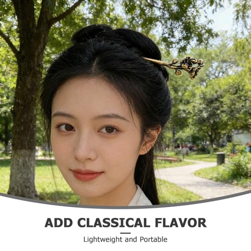 Chinese Flower Hair Stick - Bun Holder Chopstick for Women - Ancient Apricot Blossoms Hairpin - Retro Hanfu Dress Up Hair Accessory