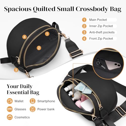 Spacious Nylon Checkered Crossbody Bum Bag for Women, Fashion Checkerboard Fanny Pack Purse with Anti-theft Pocket, Adjustable Wider Strap Wasit Bag - color: Black