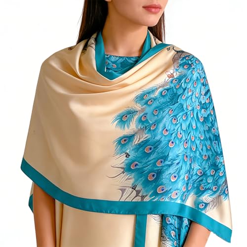 Women's Print Kaftan & Scarf Set, Boat Neck Silky Shawl Dress, Elegant Boho Chic Cape Wrap for Swimsuit Cover Up