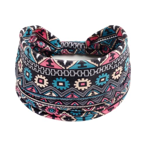 1 Pack Boho Headbands Stretch Paisley Print Bandana Headband Criss Cross Hair Bands Knotted Head Wrap Yoga Daily for Women and Girls (Multicolor Floral) - color: Multicolor Floral