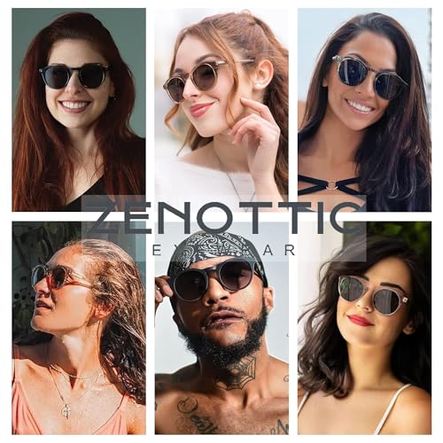 ZENOTTIC Vintage Round Polarized Sunglasses for Men Women UV400 Protection - color: C13 Tortoise Frame Brown Lens