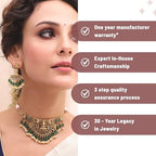 TARINIKA Brass Indian Choker Necklace Set - Gold Plated Cubic Zirconia Indian Jewelry Sets for Women Dangle, Drop, Jhumka Earrings Traditional Desi Necklace Pearls Gift for her - style: Sreeja Antique