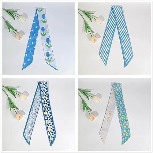 QTMY 17 Pack Purse Scarf for Bags Silk Head Scarf for Hair Handbag Women Scarfs Band Hair Neck Scarves Fashion - color: 7