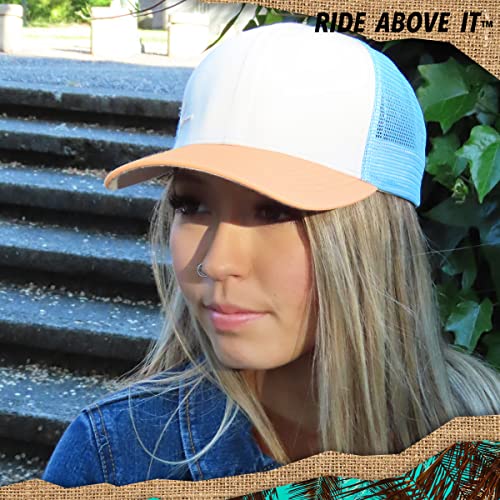 Grace Folly Beach Trucker Hats for Women- Snapback Baseball Cap for Summer - color: Classic Blue & Peach