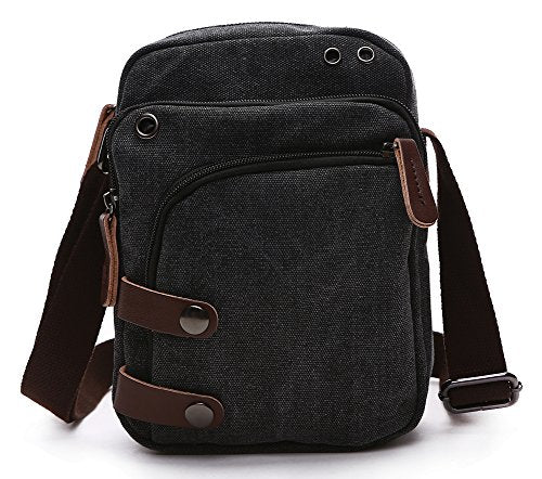 Collsants Mini Crossbody Bags for Women and Men - Small Purses and Handbags - Travel Bag - Canvas Shoulder Purse - color: Black
