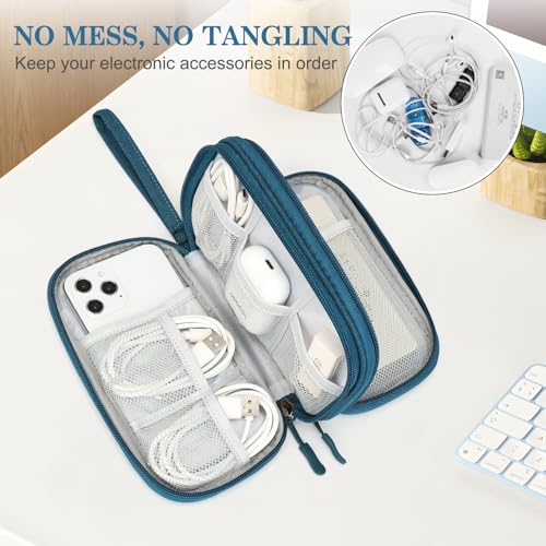 FYY Electronic Organizer, Travel Cable Organizer All-in-One Storage Bag Pouch Electronic Accessories Carry Case Portable Waterproof Double Layers for Cable, Cord, Charger, Phone, Earphone Green - color: Dark Green, style: Small