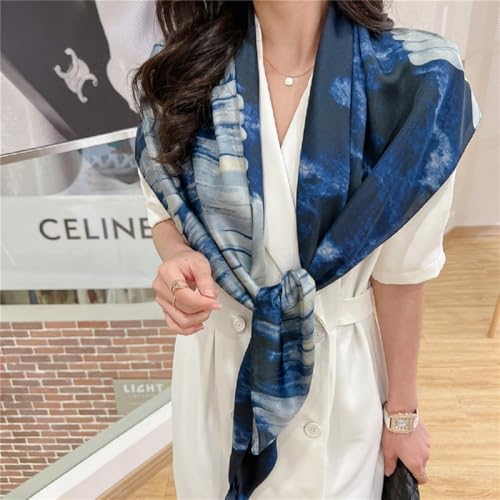 XL 43 Inch Extra Large Square Scarf Fashion Scarves Silk Feeling Hair Scarf Wrapping Scarfs Night Sleeping Headscarf - color: Ba1024