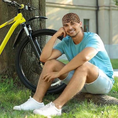 DOCILA 3 Pcs Do Rags for Men Skull Cap Bandana Hat Breathable Helmet Linner Beanie - color: Yellowbrownbeige