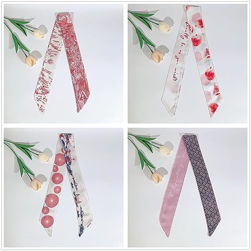QTMY 17 Pack Purse Scarf for Bags Silk Head Scarf for Hair Handbag Women Scarfs Band Hair Neck Scarves Fashion - color: 7