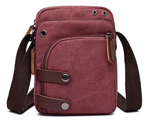 Collsants Mini Crossbody Bags for Women and Men - Small Purses and Handbags - Travel Bag - Canvas Shoulder Purse - color: Red